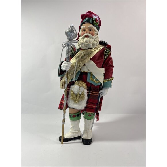 Kurt Adler Ceramic Scottish Musical Christmas Santa Scepter Royalty Wind-up - Picture 1 of 7